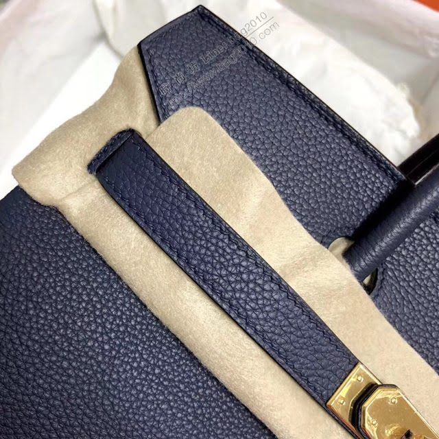 Hermes女包 愛馬仕Birkin Hermes鉑金包 togo小牛皮 深藍色 蠟線半手工縫製  am1707